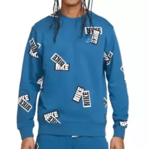 Nike Men's XXL Sweatshirt Sportswear Sport Essential French Terry Crew Blue - Picture 1 of 11