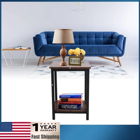 Retro Bedside Cabinet Industrial Nightstand Side Table Storage Shelves Lamp Desk Cover