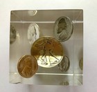 New ListingRare Lucite Silver Coins Paperweight