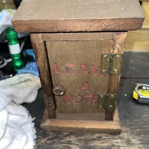 Vintage Leave A Note Wooden Box Free Standing Handmade - Picture 1 of 5