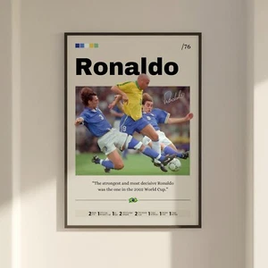 Póster de Ronaldo, Brasil impresión regalo fanático, impresión de fútbol, arte impreso de Ronaldo Nazario - Imagen 1 de 10