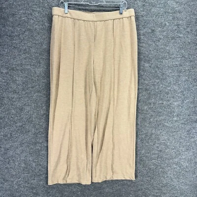 Pantalones para mujer J. Jill PL Petite beige tiro alto frente plano pierna ancha tirar de rayón Foto 1 de 4