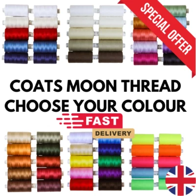 Premium Coats Moon Sewing Machine Polyester Cotton Thread 1000 Yards - Pack of 1 - Image 1 of 2