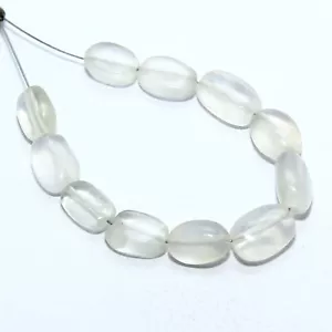 Cuentas ovaladas lisas de ónix blanco briolette naturales sueltas para hacer joyas - Imagen 1 de 5
