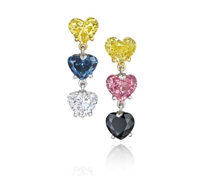 Impressive Wonderful Heart Shape Lab-Created Gemstones Drop-Dangle Fine Earrings - Image 1 of 4
