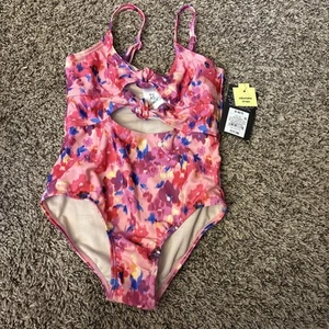 Art Class small (6/7) Painted Garden Floral Printed Spots One Piece Swimsuit - Picture 1 of 6