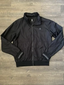 Real Madrid Blacked Out Zip Up Bomber Jacket Size Large Deployable Hoodie - Picture 1 of 10