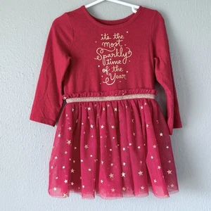 Cat & Jack Mädchen Festtagskleid rot & gold Tis The Season to Sparkle Größe 2T - Bild 1 von 8