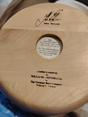 Williams Sonoma Hand Crafted Wood Serving Fruit Salad Bowl John McLeod 9" - Image 1 of 3