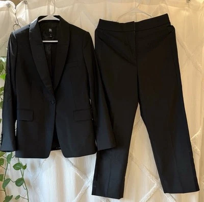 Conjunto de traje blazer y pantalón de lana negro Banana Republic para mujer talla 4 - nuevo con etiquetas/nuevo sin etiquetas Foto 1 de 4