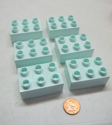 Lego Duplo Block Light Aqua 2X3 Brick 6 Block Lot Building Blocks House 87084 - Image 1 of 3