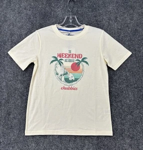 NEW Chubbies Crew Neck T Shirt Youth Medium Off White Graphic Tropical Beach NWT - Picture 1 of 11
