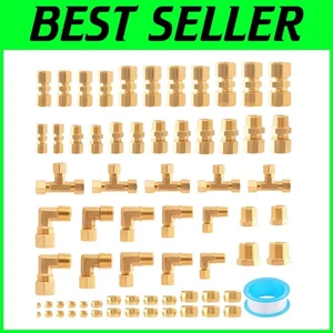 Corrosion-Resistant Brass Pipe Fittings: Complete 68pc Set for Easy Installation - Picture 1 of 9