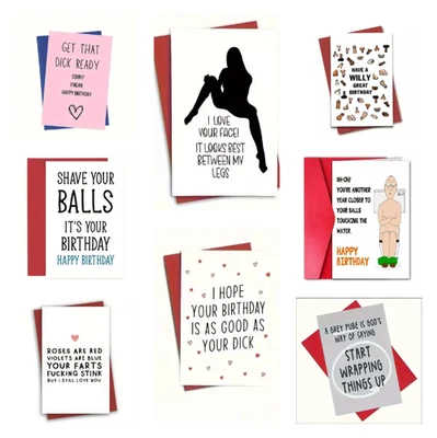 Funny Dirty Humor Adult Naughty Uncensored Inappropriate Birthday Card for Him - Image 1 of 4