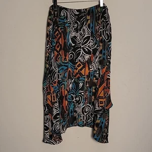 Chico's Colorful Asymmetrical Hem Silk Skirt Sz XL Grunge Fairy Rave Festival - Picture 1 of 9