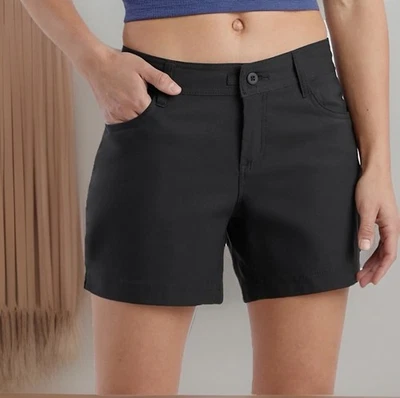 Shorts feminino prAna tamanho 4 preto Hall ll 5” ajuste padrão reciclado ReZion NOVO - Imagem 1 de 4