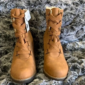 Lace-Up Wedge Boots - Picture 1 of 12