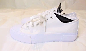 Nobo No Boundaries Damenschuhe 10 Freizeit Plateau Low-Top Sneakers weiß Canvas - Bild 1 von 12