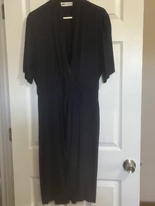 Vintage 80s-90s Ms Chaus Wrap Dress Navy size 12 - Picture 1 of 9