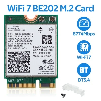 Intel WiFi 7 Key E BE202 Wireless Card Bluetooth 5.4 WiFi Network Adapter for PC - Image 1 of 4