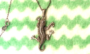 .925 Sterling Silber Halskette Geco Anhänger mit beweglichen Beinen 7,7 Gramm #715 - Bild 1 von 6