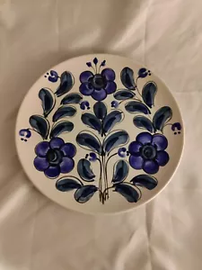 Vintage Large Majolica Plate With Original Sticker 1978 Blue Flowers 30cm/12" - Picture 1 of 10