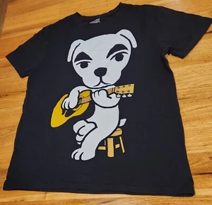 KK Slider Tshirt Animal Crossing EB Games Guitar Dog Black 2021 Size L Preowned - Picture 1 of 3