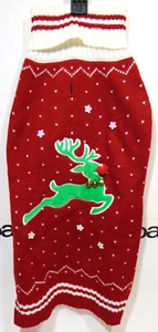 Suéter Perro Mascota Navidad Feo MEDIANO Invierno Reno Campanas Verde Rojo Ropa - Imagen 1 de 3