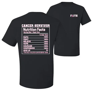 Camiseta gráfica para hombre con datos nutricionales de sobrevivientes de cáncer de mama delantera y trasera - Imagen 1 de 9
