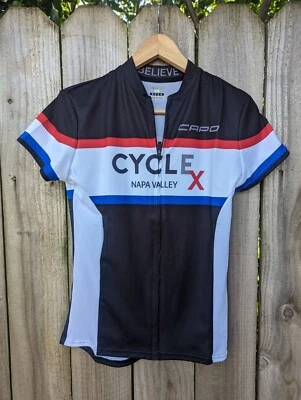 Jersey de ciclismo Capo cremallera completa para mujer grande ciclismo X Napa Valley negro blanco Foto 1 de 4