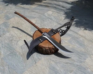 Machete Dao Forjado a Mano Mango Largo con Funda de Cuero, Espada Machete Selva, - Imagen 1 de 8