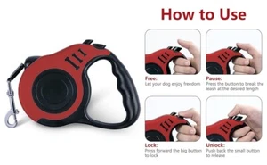 Retractable Dog Lead Extendable Training Dog Strong Leash Pet Leads 3M Red UK - Picture 1 of 6