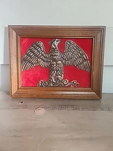 ANTIQUE FELTED COPPER ART CARVING EAGLE FRAMED BIRD - Picture 1 of 4