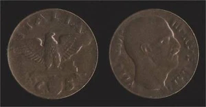 5 CENTESIMI 1943 IMPERO - VITTORIO EMANUELE III RARA - VARIETA' CONIO STANCO FDC - Picture 1 of 1