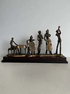 5 Personen Orchesterband Musiker Skulptur Figuren Dekor Antik Patina - Bild 1 von 15