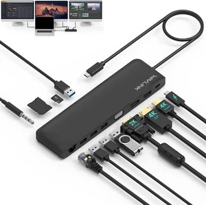 WAVLINK 12-Port-Triple-Display-USB-C-Dockingstation mit 100W-PD HDMI DP VGA RJ45 - Bild 1 von 8