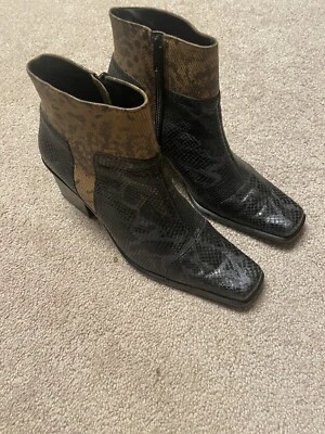 bisou bisou Womens Size 6.5M Boots. 2 1/2 Heel, Snakeskin. Leather Uppers - Image 1 of 4
