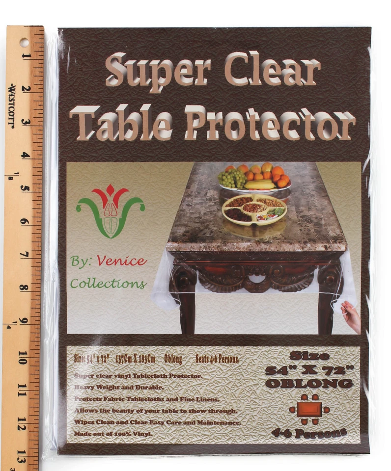 Venice Collections Super Clear Extra Heavy Duty Durable 100 Vinyl Tablecloth &