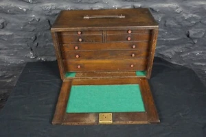 Antike Ingenieure Holz Werkzeugschrank/Truhe in Eiche mit 7 Schubladen ~ Neu Filz - Bild 1 von 10