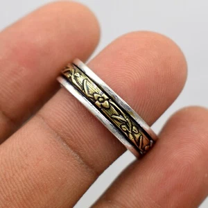 Vintage Theme Handmade Two Tone Spinner Ring Brass Spinner Ring VR1525 - Picture 1 of 7