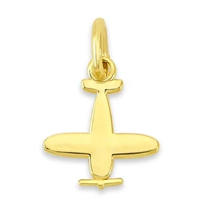 Solid 14k Gold Airplane Charm - Dainty Cute Gifts for Pilots and Stewardess - Picture 1 of 5