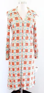 Vestido de Colección Años 70 Casi Rojo Azul Estampado Floral Tejido Talla S M? - Imagen 1 de 9