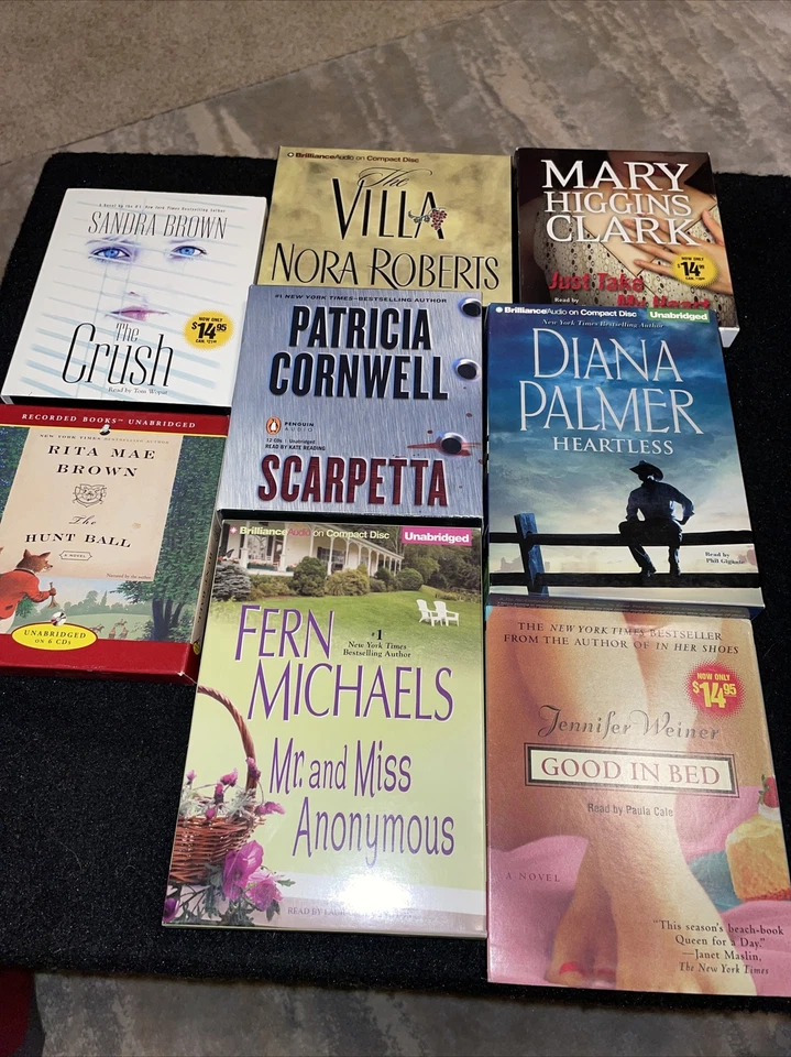8 Thriller, Mystery, Romance, Crime CD Audio Books Rita Mae Brown Cornwell MORE! - Image 1 of 4