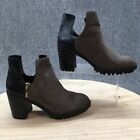 Zara Trafaluc Boots Womens 39 Ankle Bootie Cut Out Black Faux Suede Casual Block