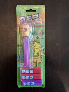 PEZ-A-SAURUS Dinosaur Yellow/Purple Vintage Pez Dispenser With Orig Packaging - Picture 1 of 2