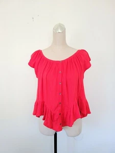 Free People "Mint Julep" Red Top Size Medium - Picture 1 of 6