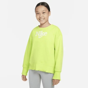 Nike Big Girls Sportswear Crew Pullover Sweatshirt, Green Neon,  Size S - Picture 1 of 4