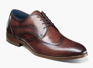 Men's Dress Shoes Wing Tip Oxford Lace up Brown Leather Stacy Adams 25635 - Picture 1 of 4