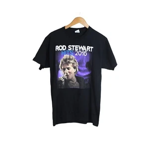 Rod Stewart Hits 2016 European Tour T-Shirt Size M Black Short Sleeves Cotton - Picture 1 of 6