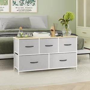 Ufurniture Chest of 5 Drawers Lowboy Storage Cabinet Tower Dresser TV Stand Unit - Picture 1 of 8
